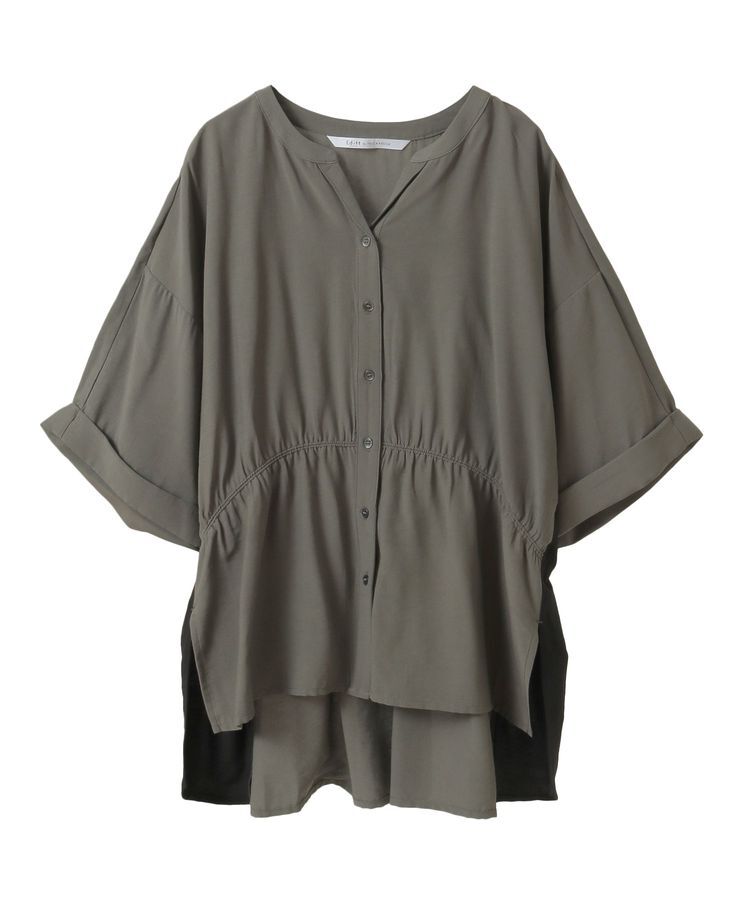 Editt by YECCA VECCA「ギャザーデザイン配色シャツ」|シャツ・ブラウス|