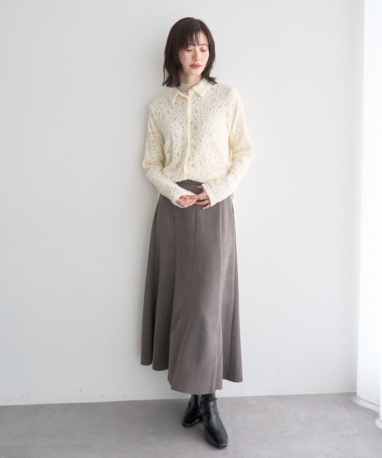 YECCA VECCA「フラワー起毛レースシャツ」|シャツ・ブラウス|