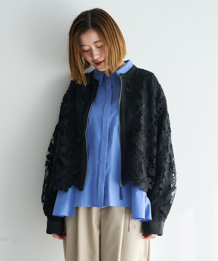 YECCA VECCA「レースブルゾン」|ブルゾン・スタジャン|Black