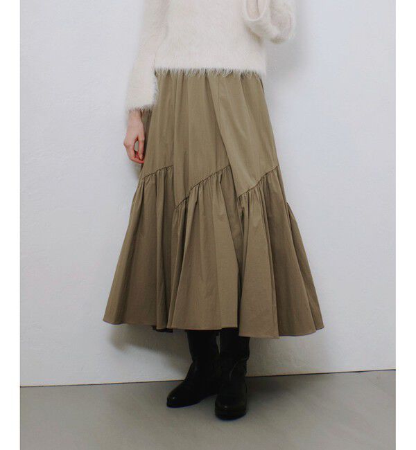 allureville「◇バイヤス切替ギャザースカート」|スカート|カーキ