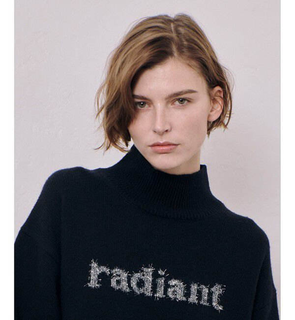 allureville「シャギーラメロゴインターシャプルオーバー」|ニット・セーター|