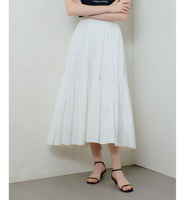 allureville「◇バイヤス切替ギャザースカート」|スカート|ホワイト