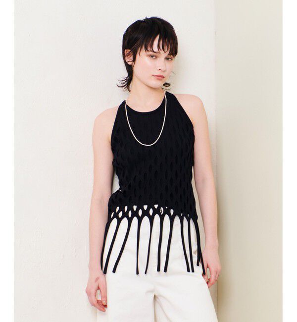 allureville「ハンモックフリンジプルオーバー」|ニット・セーター|ブラック