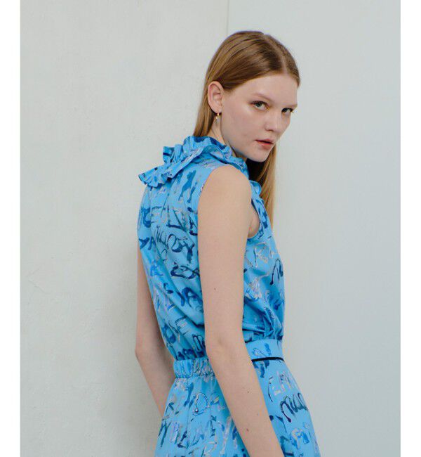 allureville「PONTOGLIOフリルカラーブラウス」|シャツ・ブラウス|ブルー