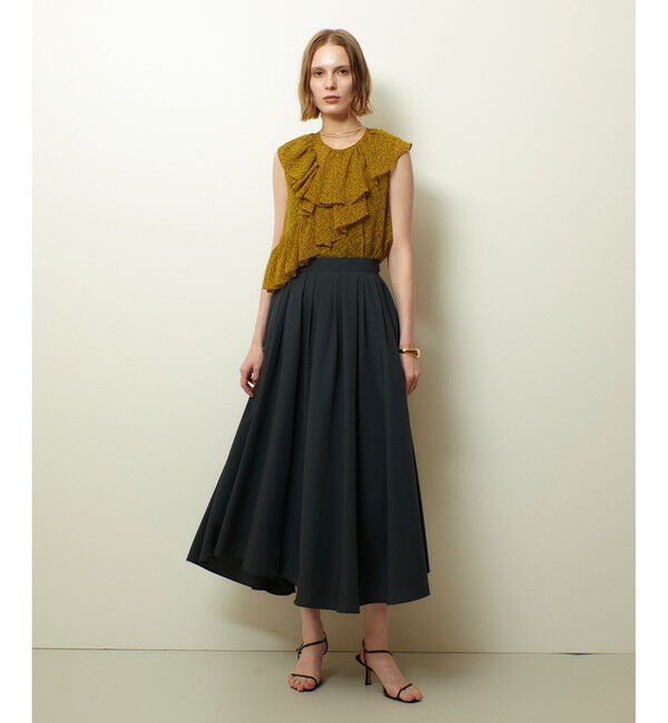 allureville「ルミナスプリントアシンメラッフルブラウス」|シャツ・ブラウス|