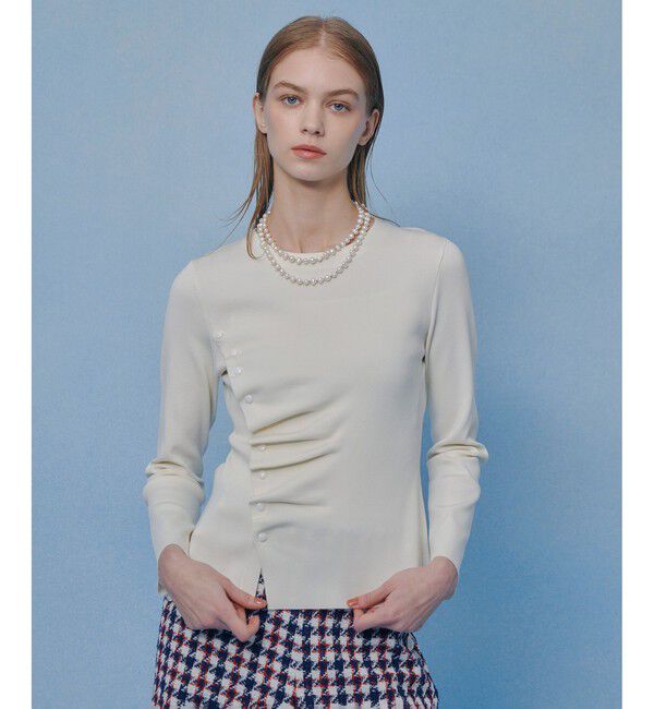 LOULOU WILLOUGHBY「【LOULOU WILLOUGHBY】ドレープアシメプルオーバー」|ニット・セーター|オフホワイト