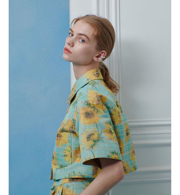 LOULOU WILLOUGHBY「【LOULOU WILLOUGHBY】サンフラワーJQステンカラーショートジャケット」|テーラードジャケット|イエロー系