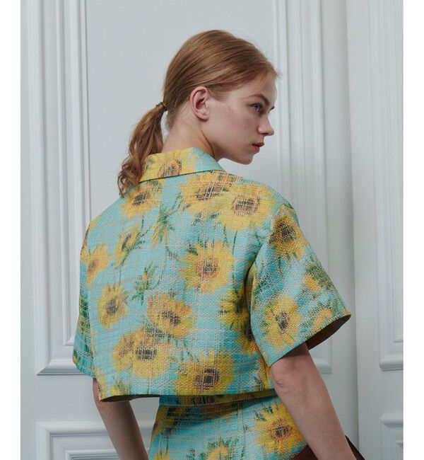 LOULOU WILLOUGHBY「【LOULOU WILLOUGHBY】サンフラワーJQステンカラーショートジャケット」|テーラードジャケット|