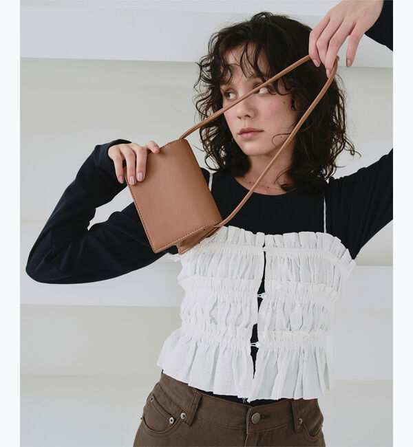 titivate「シャーリングフリルビスチェキャミソール」|キャミソール|ホワイト