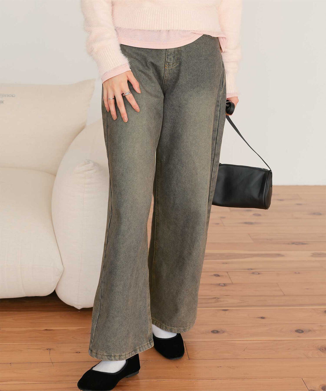 titivate「ワイドデニムパンツ」|デニム|ライトブルー