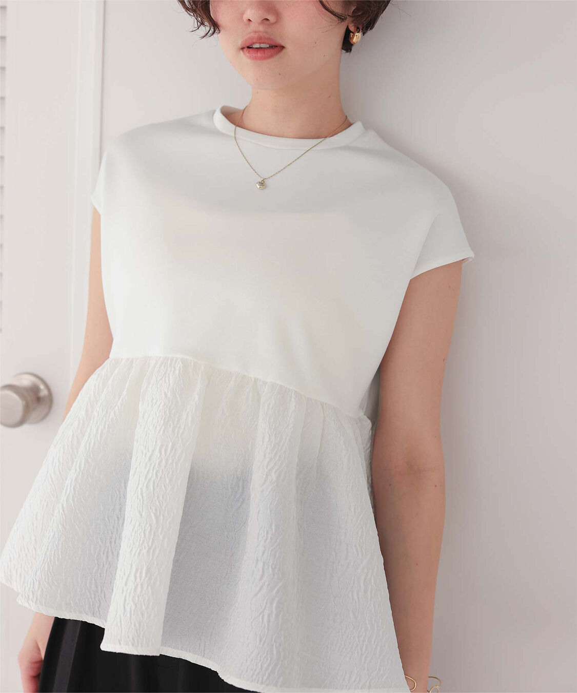 titivate「シアージャガードドッキングトップス」|Tシャツ・カットソー|