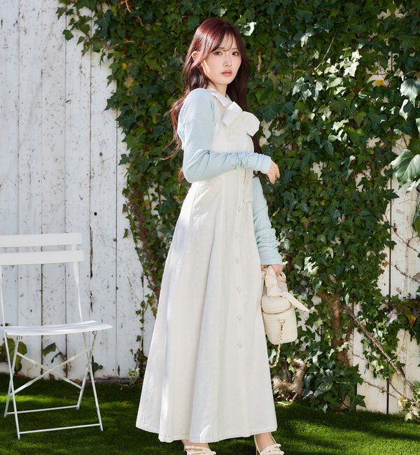  「【Denim Collection】ボレロセットサイドカットロングワンピ」|ワンピース|