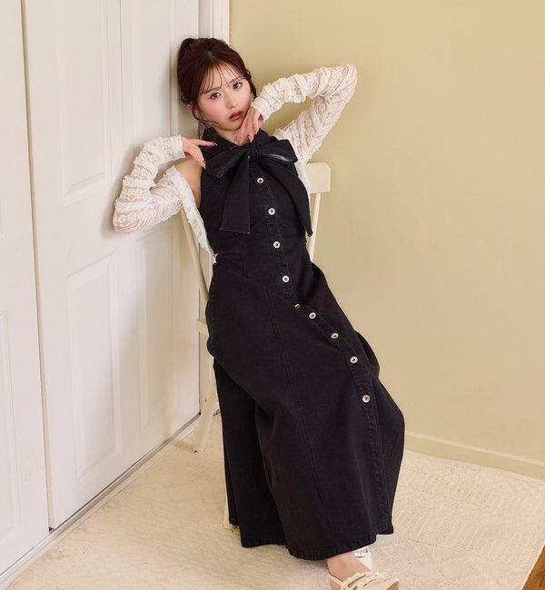  「【Denim Collection】ボレロセットサイドカットロングワンピ」|ワンピース|
