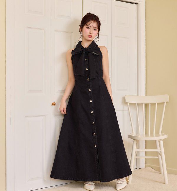  「【Denim Collection】ボレロセットサイドカットロングワンピ」|ワンピース|