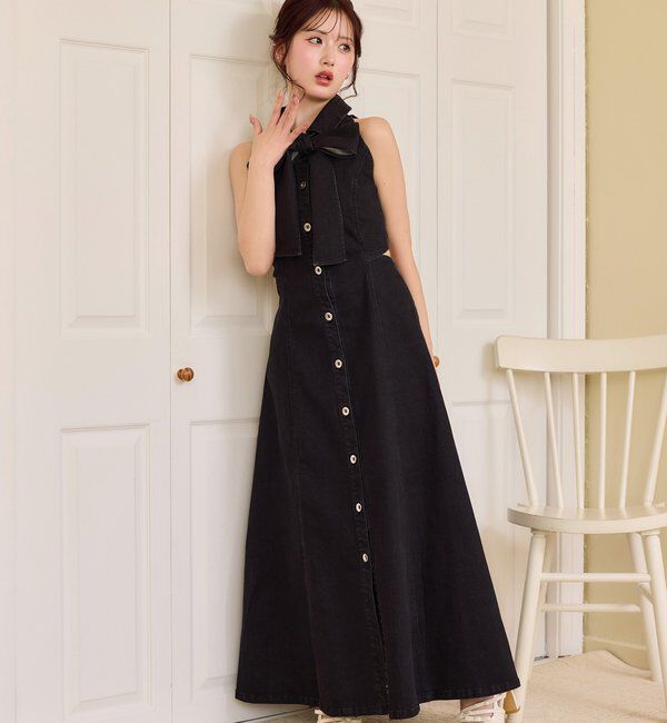  「【Denim Collection】ボレロセットサイドカットロングワンピ」|ワンピース|