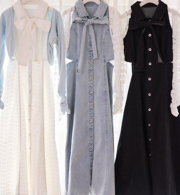  「【Denim Collection】ボレロセットサイドカットロングワンピ」|ワンピース|