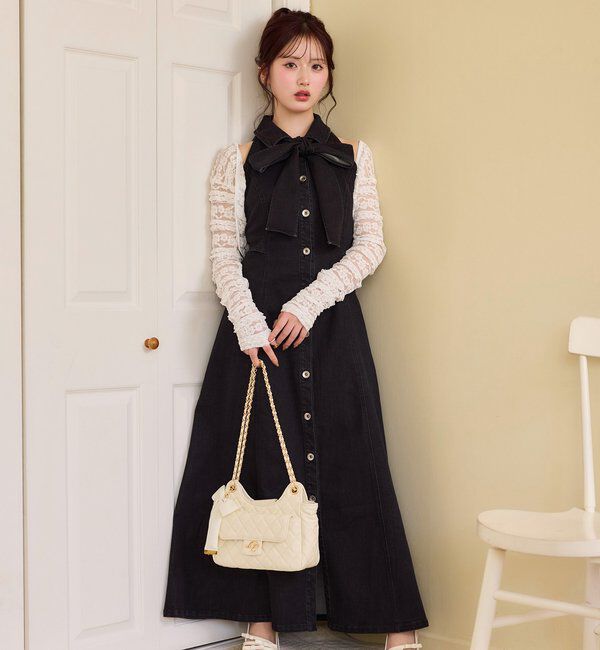  「【Denim Collection】ボレロセットサイドカットロングワンピ」|ワンピース|