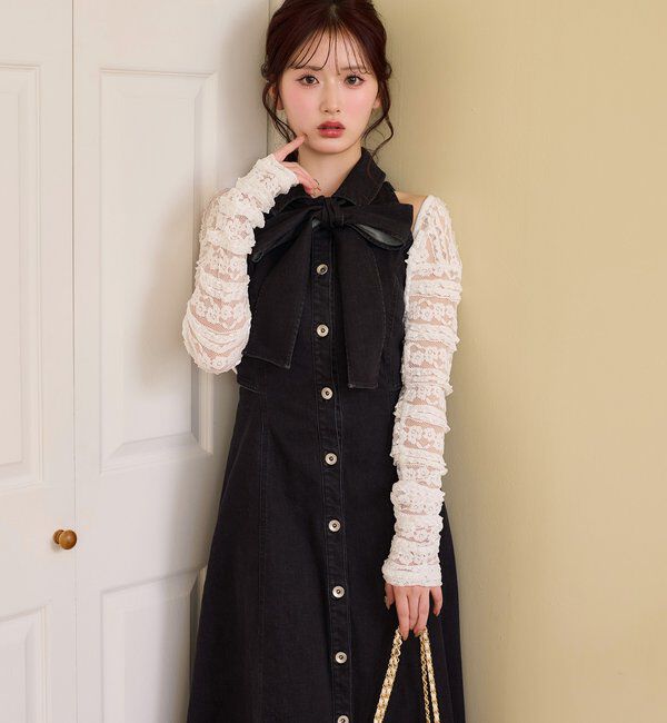  「【Denim Collection】ボレロセットサイドカットロングワンピ」|ワンピース|