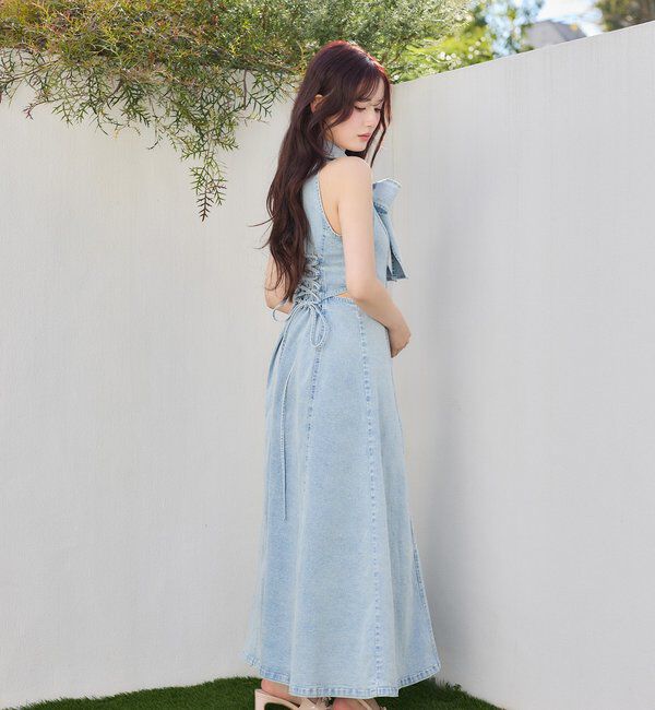  「【Denim Collection】ボレロセットサイドカットロングワンピ」|ワンピース|