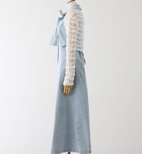  「【Denim Collection】ボレロセットサイドカットロングワンピ」|ワンピース|