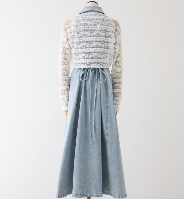  「【Denim Collection】ボレロセットサイドカットロングワンピ」|ワンピース|