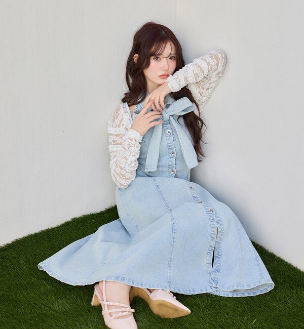  「【Denim Collection】ボレロセットサイドカットロングワンピ」|ワンピース|