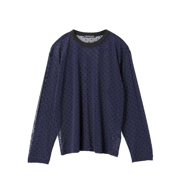 mizuiro ind「mizuiro ind メッシュドットクルーネックプルオーバー」|シャツ・ブラウス|ネイビー