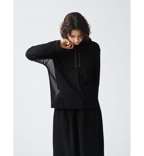 mizuiro ind「mizuiro ind メッシュドットクルーネックプルオーバー」|シャツ・ブラウス|