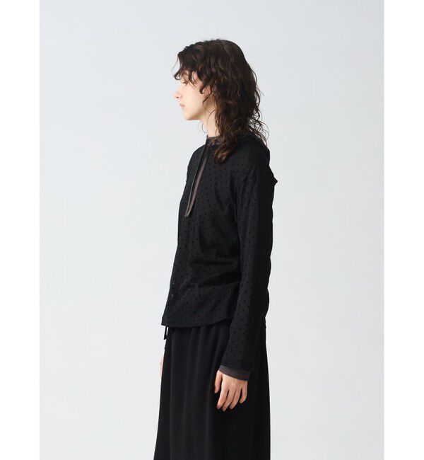 mizuiro ind「mizuiro ind メッシュドットクルーネックプルオーバー」|シャツ・ブラウス|