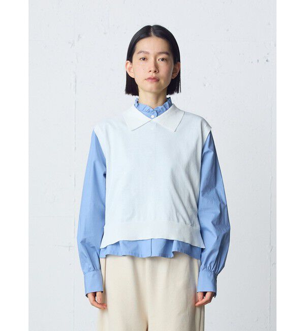 MidiUmi「MidiUmi 襟付きニットベスト」|ベスト・ジレ|オフホワイト