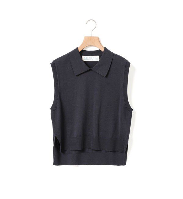 MidiUmi「MidiUmi 襟付きニットベスト」|ベスト・ジレ|ネイビー