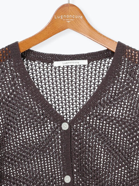 Lugnoncure「透かし編Vネックカーディガン」|カーディガン|
