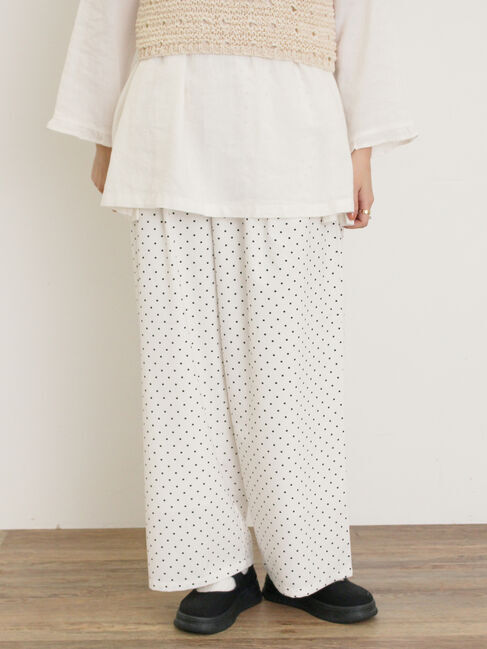 Samansa Mos2「【M/Lサイズ】ドット柄ストレートパンツ」|その他|