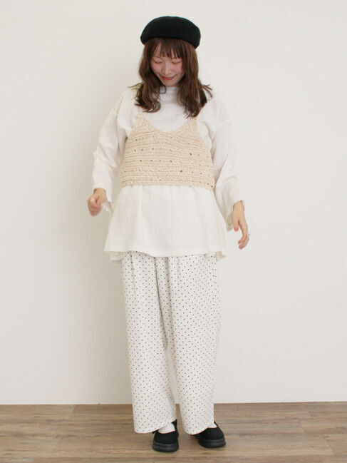 Samansa Mos2「【M/Lサイズ】ドット柄ストレートパンツ」|その他|