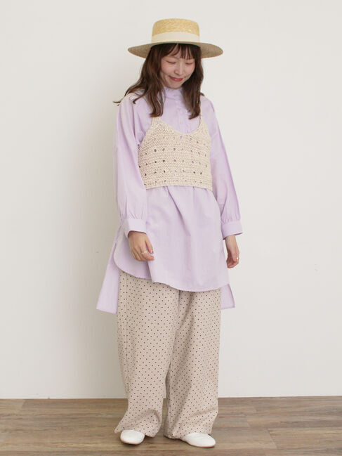 Samansa Mos2「【M/Lサイズ】ドット柄ストレートパンツ」|その他|