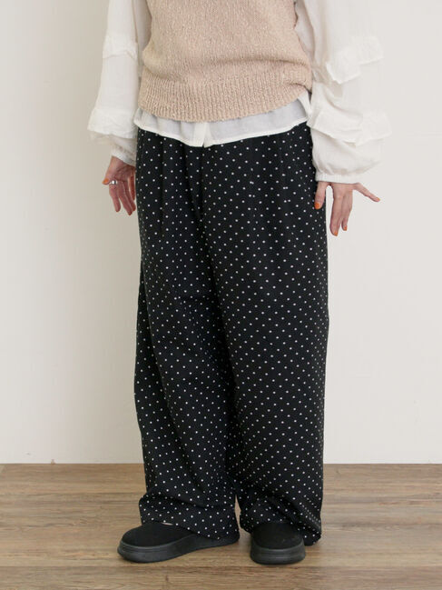 Samansa Mos2「【M/Lサイズ】ドット柄ストレートパンツ」|その他|