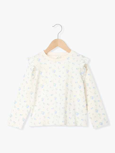 Samansa Mos2 Lagom「肩フリル花柄ロンT」|Tシャツ・カットソー|オフホワイト