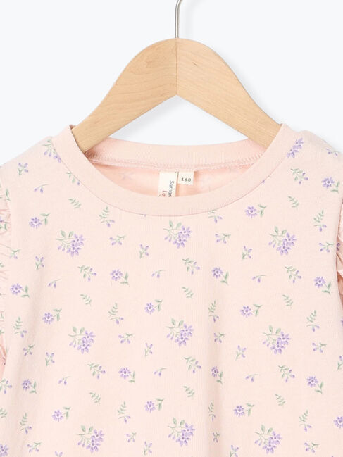 Samansa Mos2 Lagom「肩フリル花柄ロンT」|Tシャツ・カットソー|