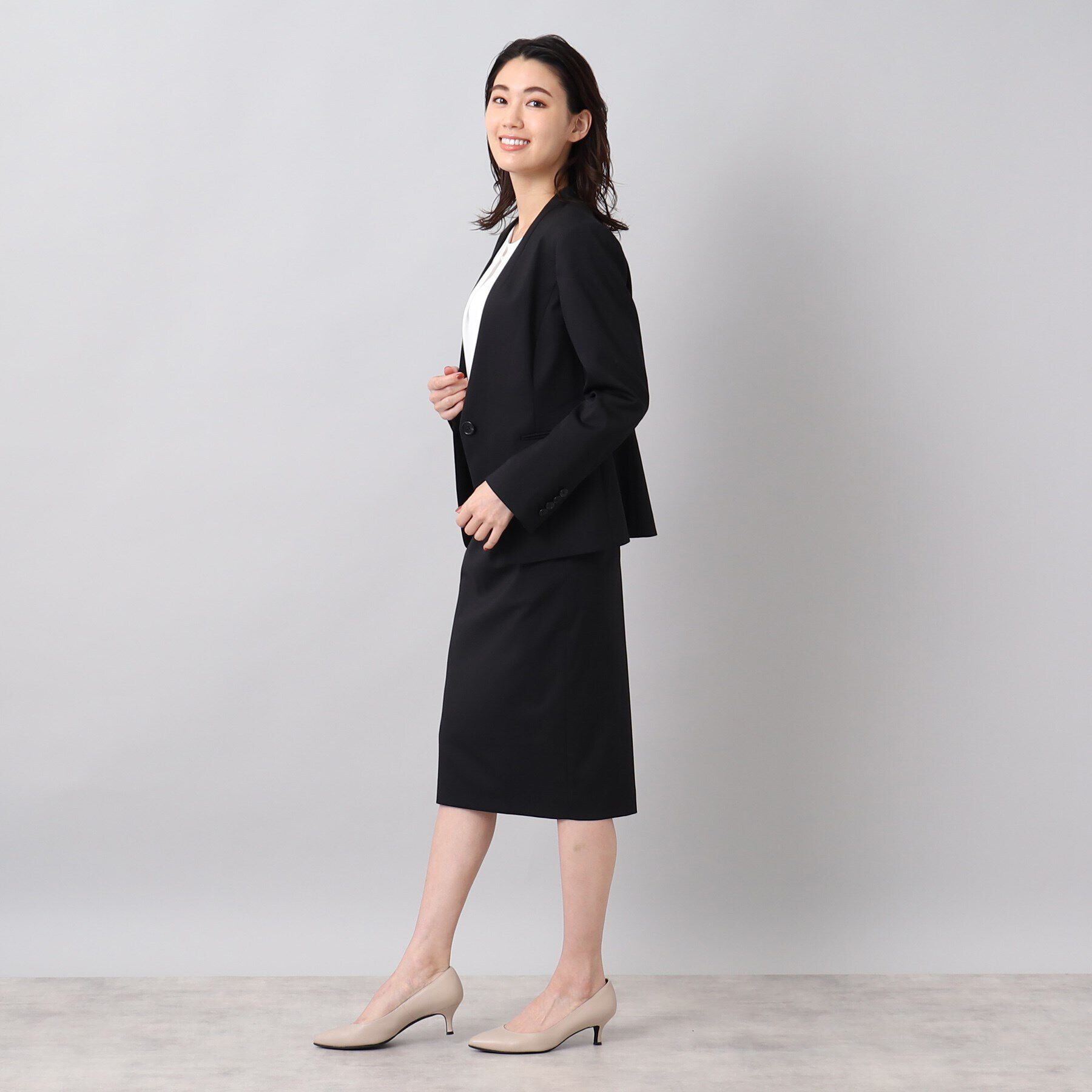 UNTITLED「ファインウーステッド カラーレスジャケット」|ノーカラージャケット|