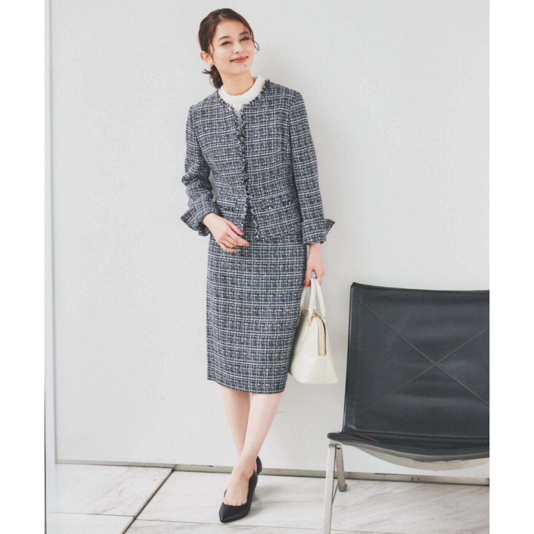 UNTITLED「【入卒／セレモニー／通勤】ラメツイードタイトスカート」|スカート|