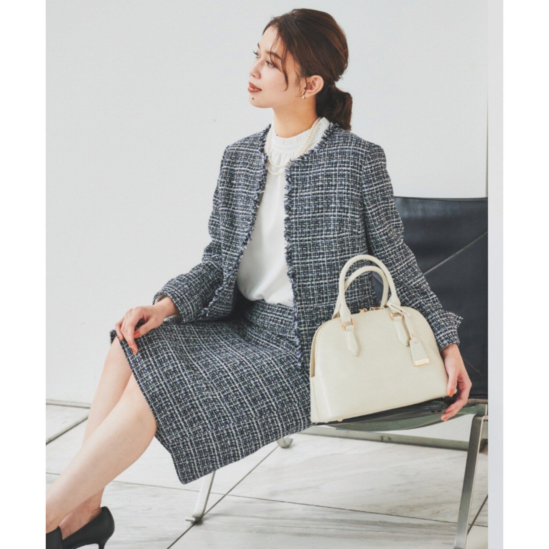 UNTITLED「【入卒／セレモニー／通勤】ラメツイードタイトスカート」|スカート|