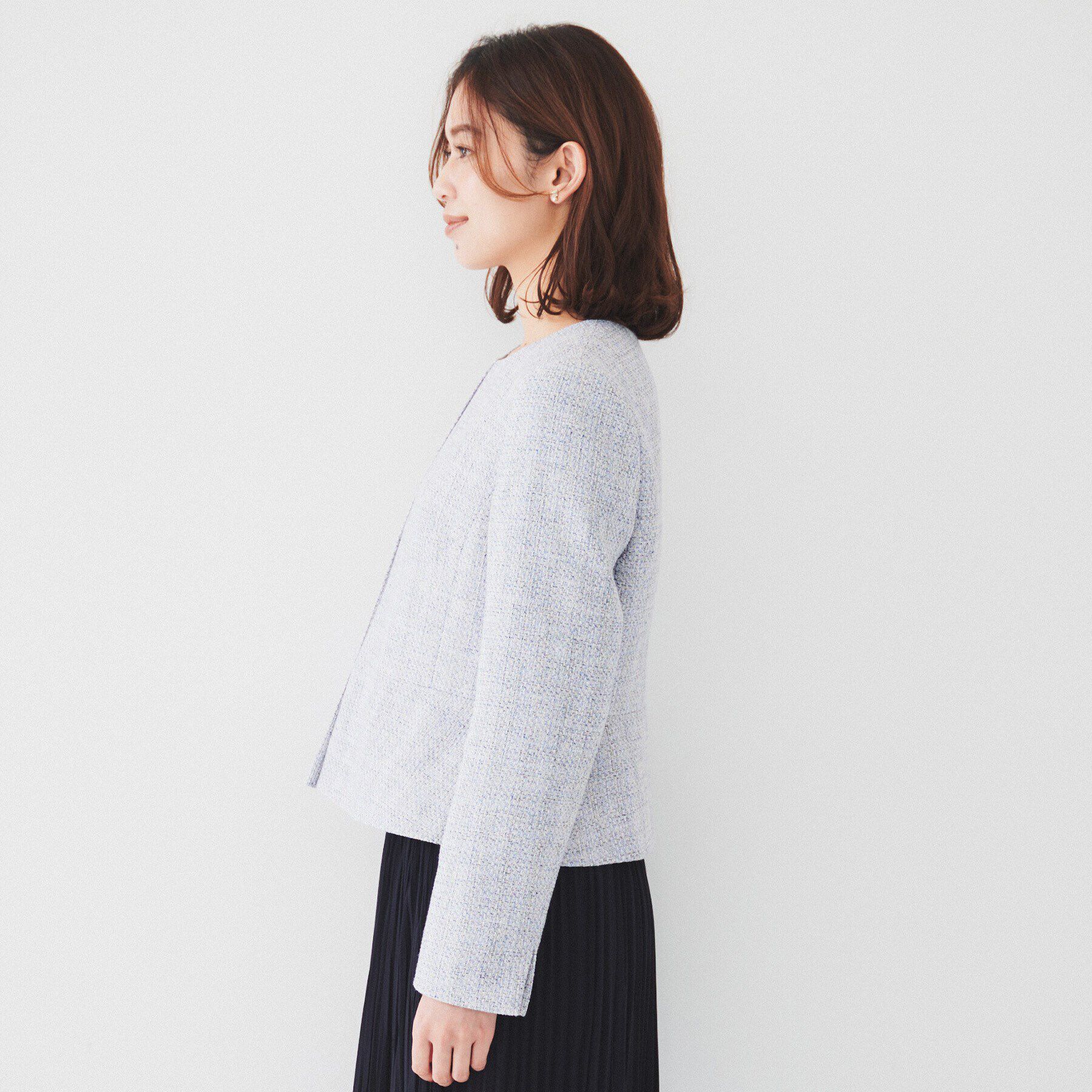 UNTITLED「【通勤】ツイード ペプラムジャケット」|ノーカラージャケット|