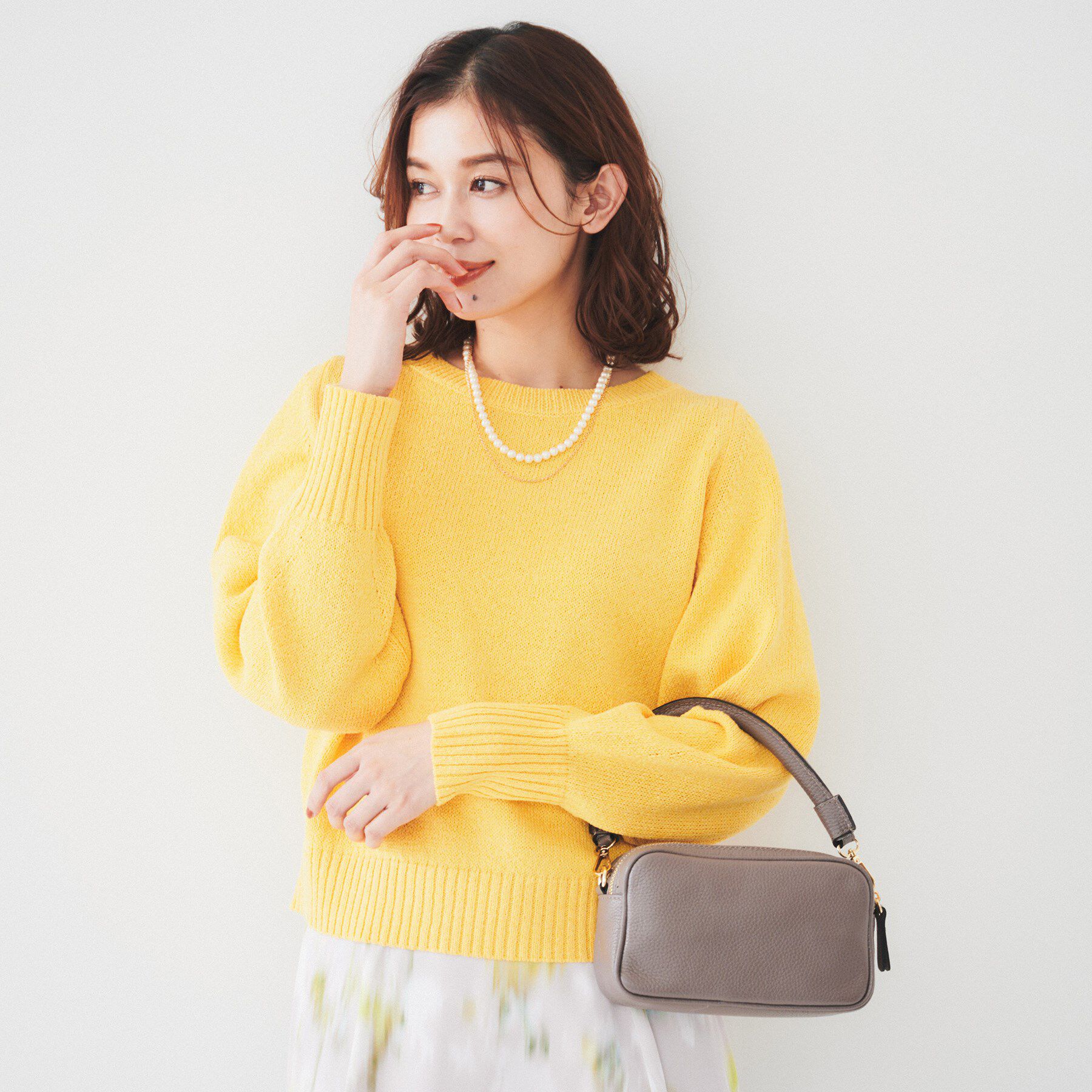 UNTITLED「【アンサンブル可能/ラメ調】シャイニーセミラグランプルオーバーニット」|ニット・セーター|イエロー(032)