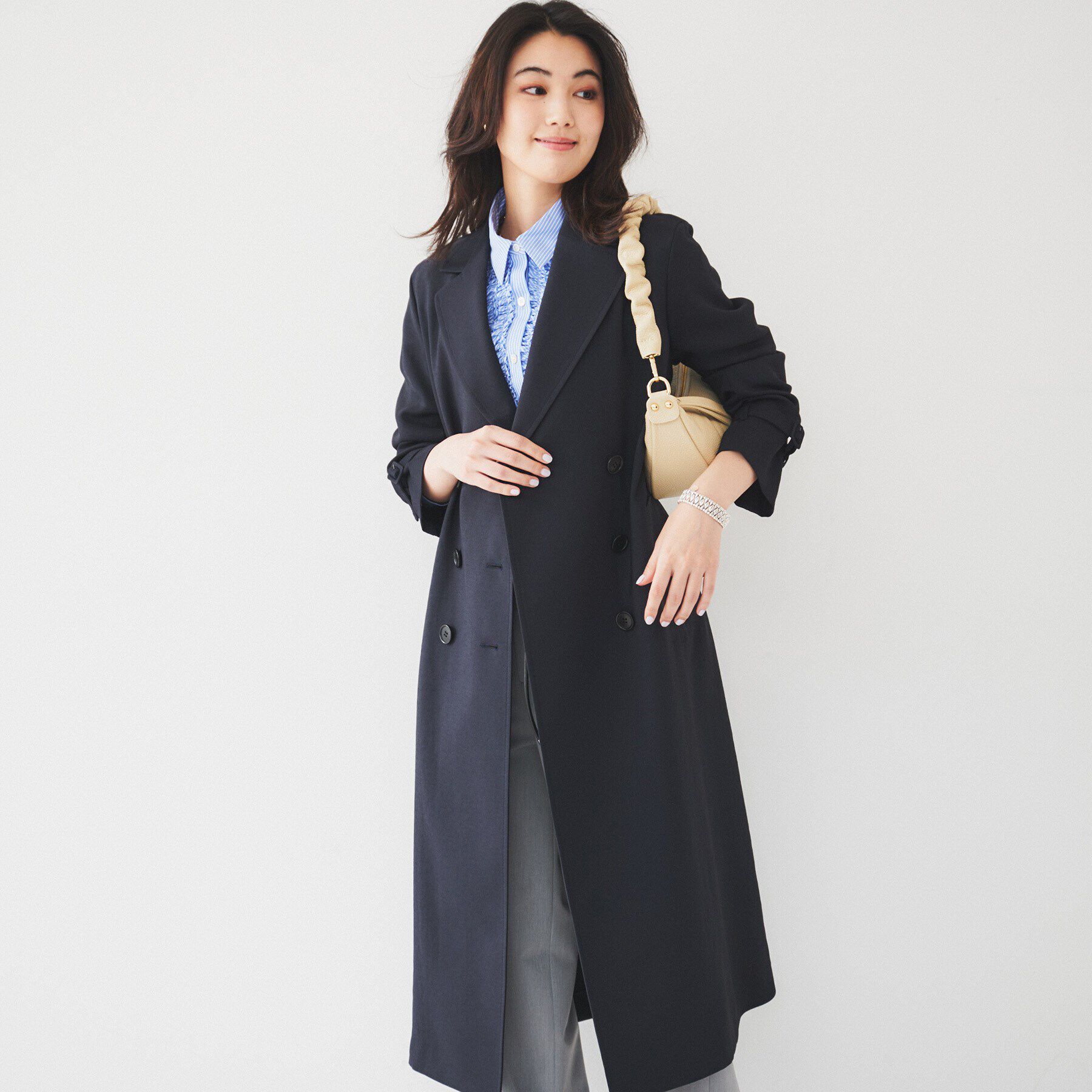 UNTITLED「【通勤】バックサテン トレンチコート」|トレンチコート|