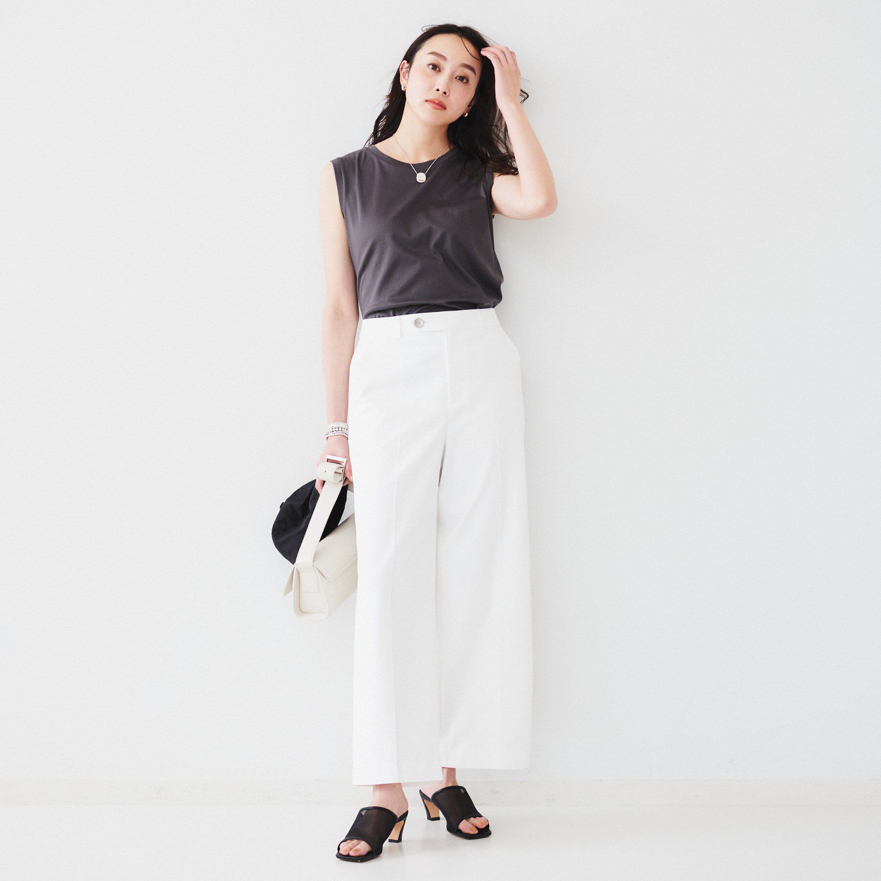 UNTITLED「【清涼感/洗濯機洗い可】オックス クロップドワイドパンツ」|その他|