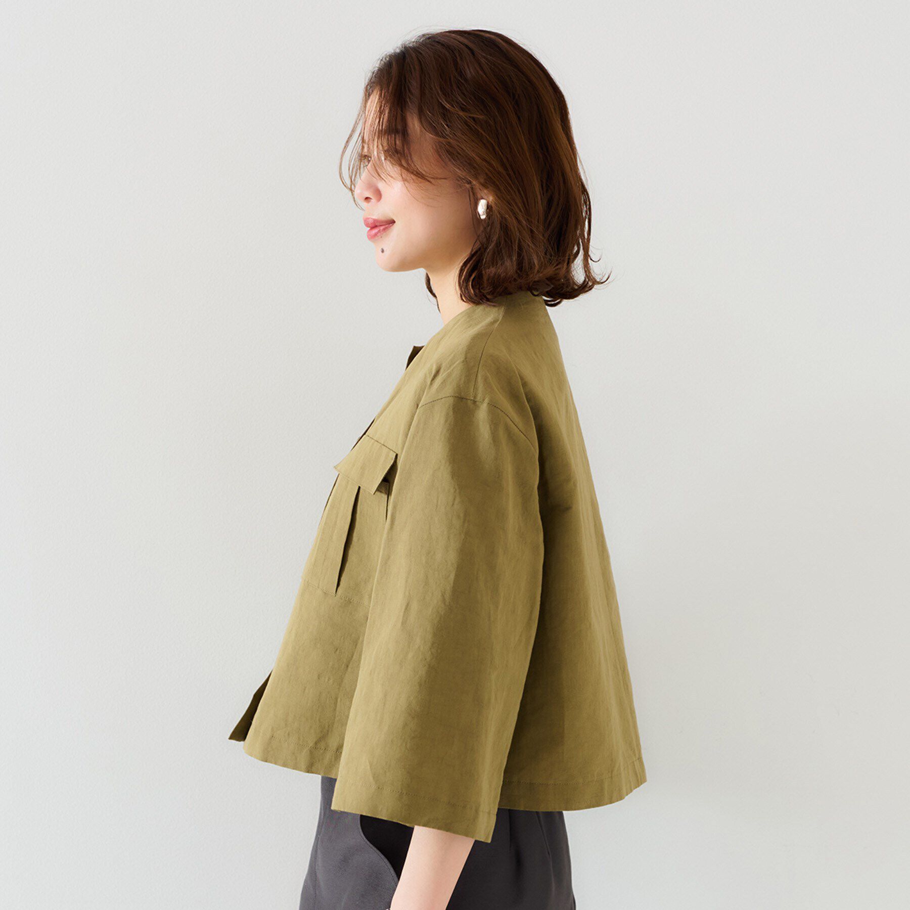 UNTITLED「【トレンド/七分袖】タイプライター ノーカラージャケット」|ノーカラージャケット|