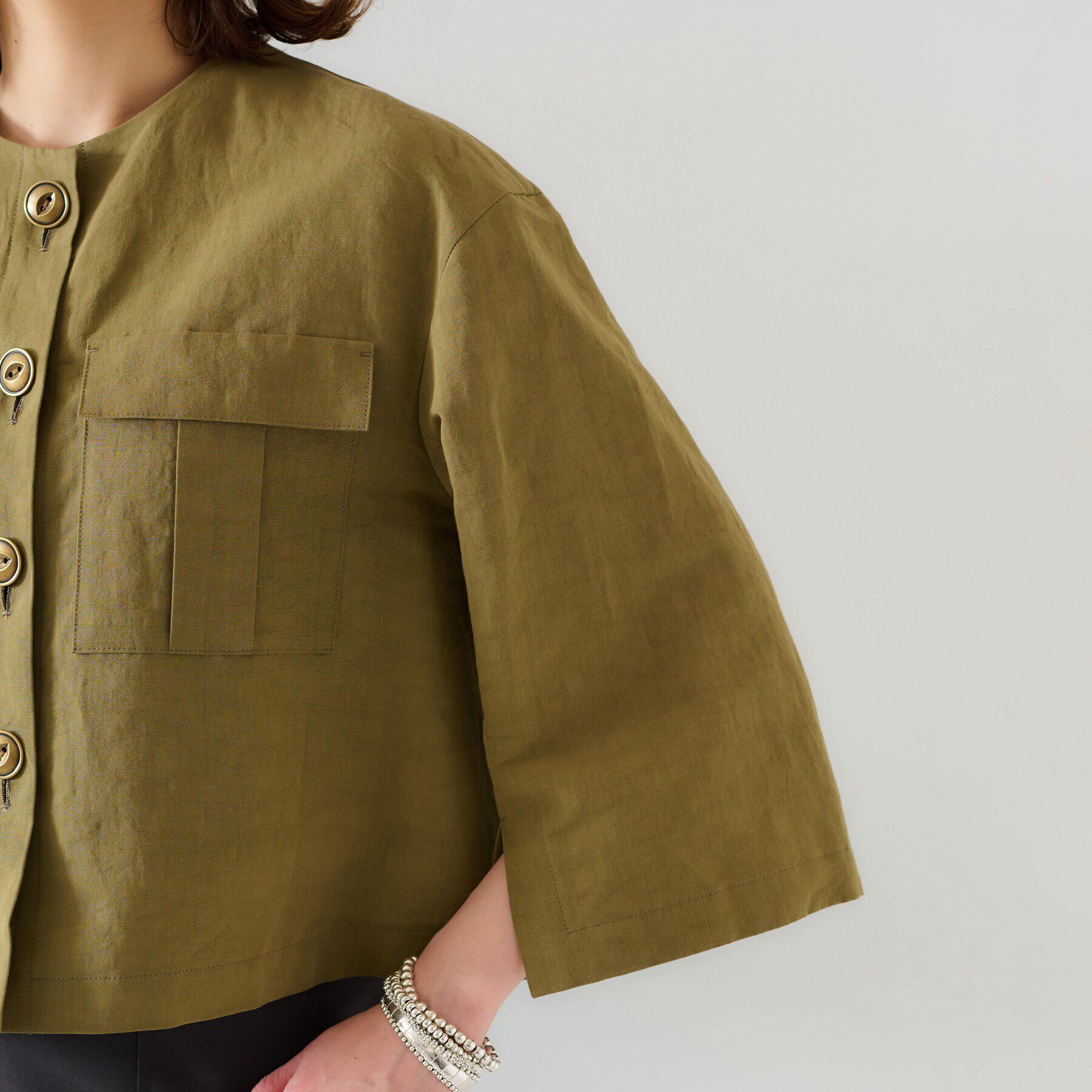 UNTITLED「【トレンド/七分袖】タイプライター ノーカラージャケット」|ノーカラージャケット|