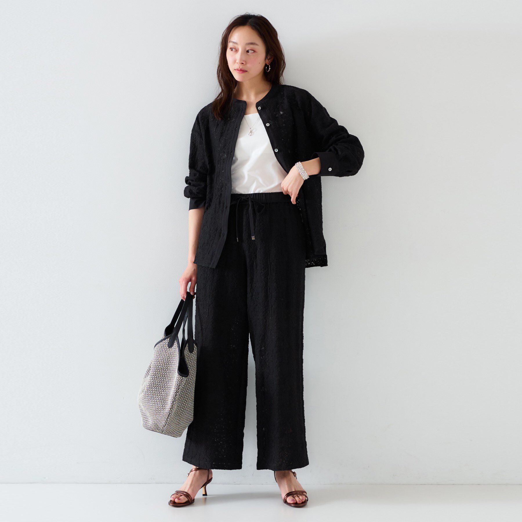 UNTITLED「【セットアップ可能/トレンド】クロシェ風レースシャツ」|シャツ・ブラウス|