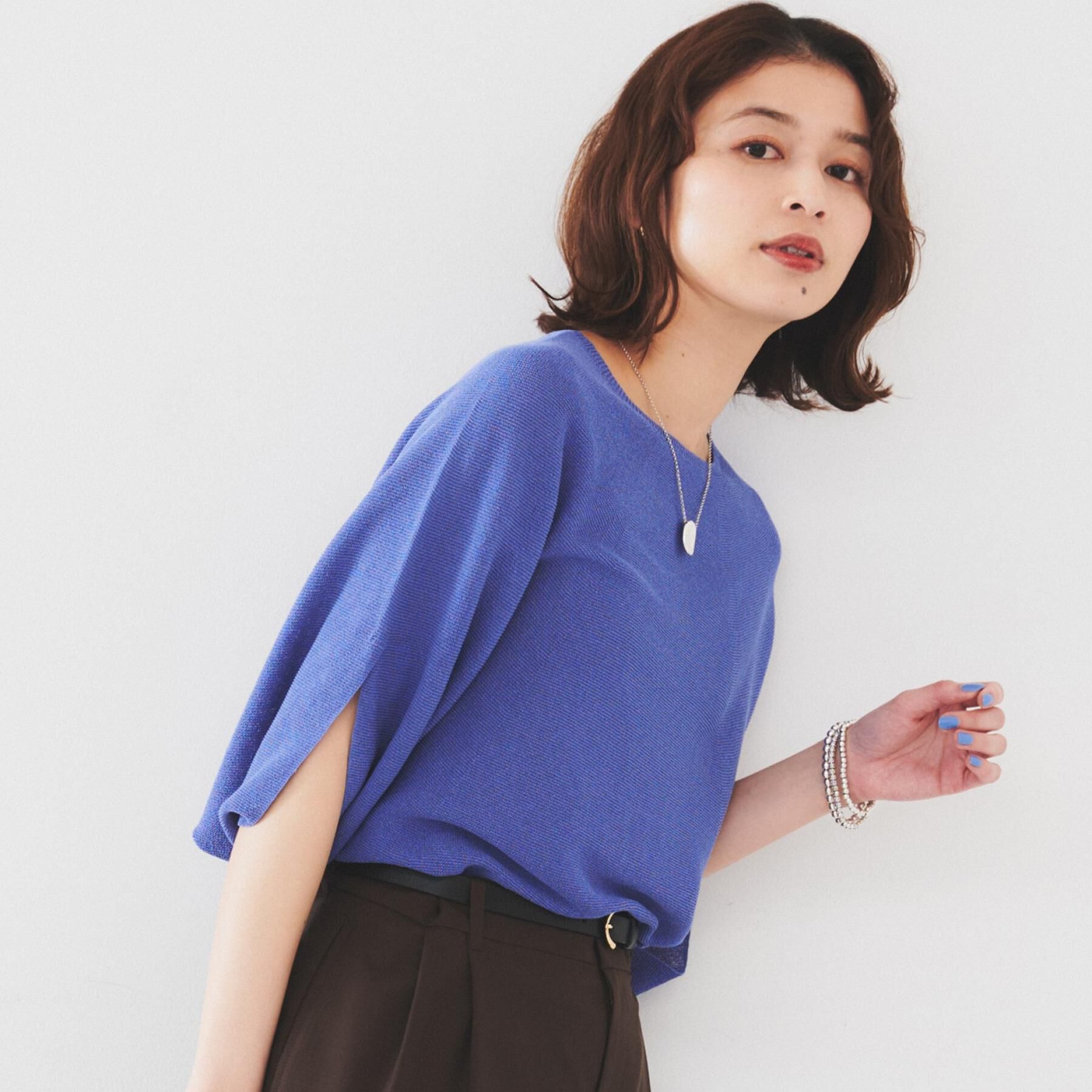 UNTITLED「【体型カバー/清涼感】ドルマンスリーブ プルオーバーニット」|ニット・セーター|