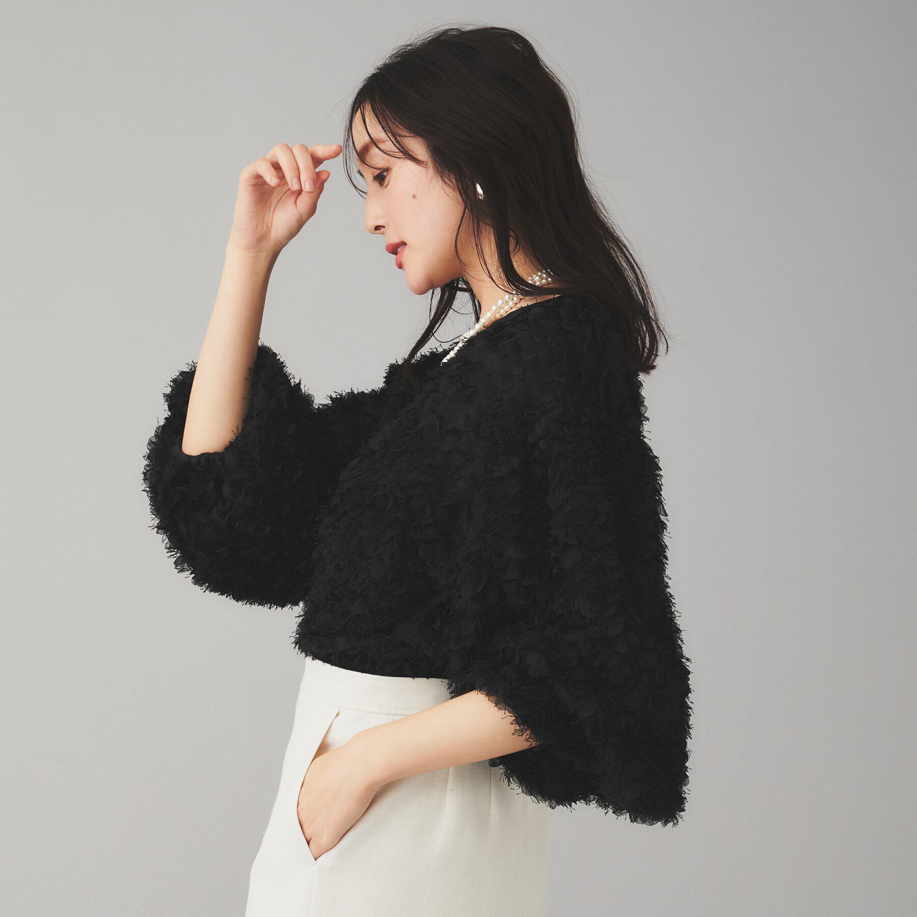 UNTITLED「【Mewl】ふわふわジャカードブラウス」|シャツ・ブラウス|